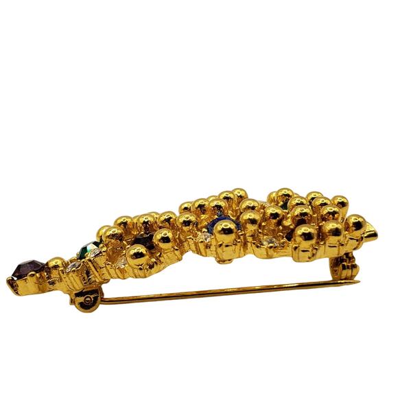 Eisenberg Rhinestone Christmas Tree Brooch Gold Tone Bling Holiday Pin Signed - Picture 7 of 8